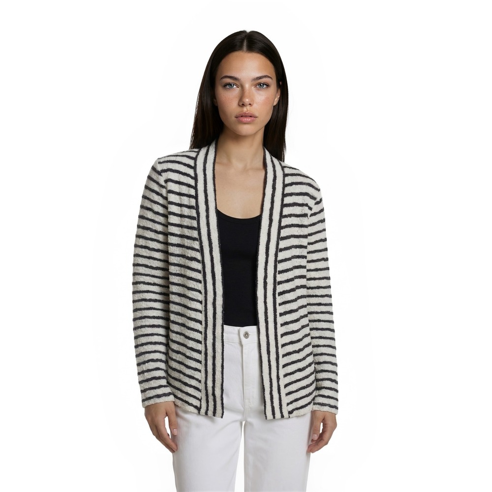 Postmark Anthropologie‎ Cardigan Womens Size Medium Black White Lace Top Sweater